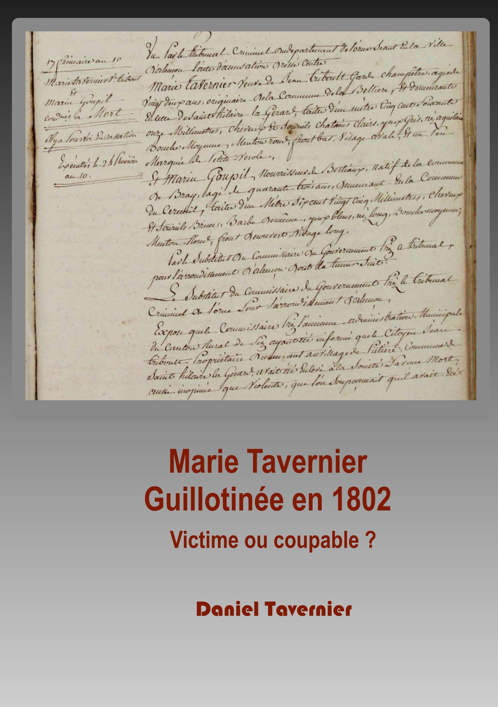 Marie Tavernier guillotinée en 1802