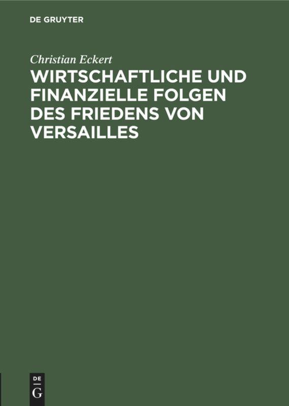 Wirtschaftliche und finanzielle Folgen des Friedens von Versailles