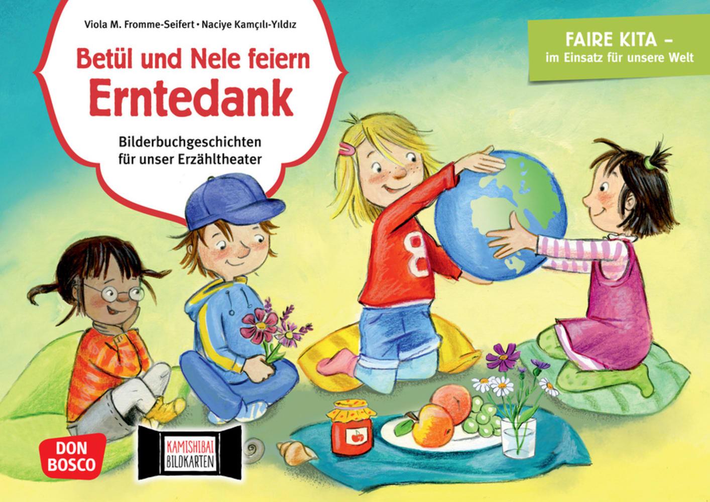 Betül und Nele feiern Erntedank. Kamishibai Bildkartenset.