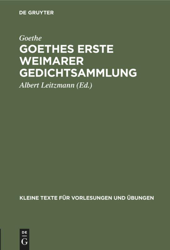 Goethes erste Weimarer Gedichtsammlung