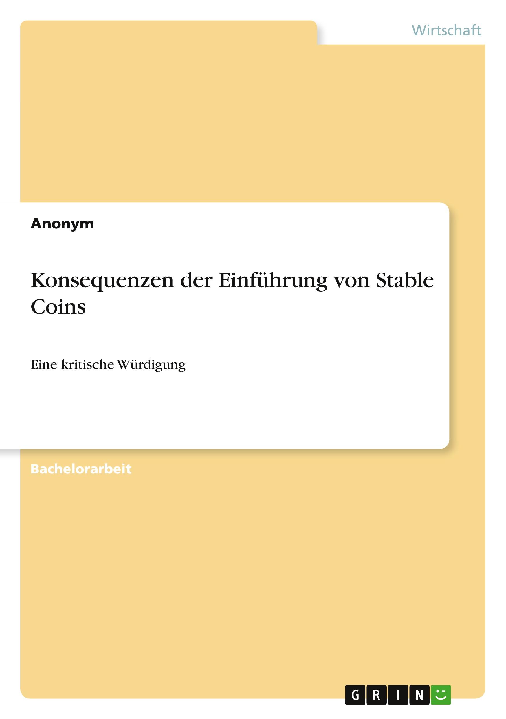 Konsequenzen der Einführung von Stable Coins