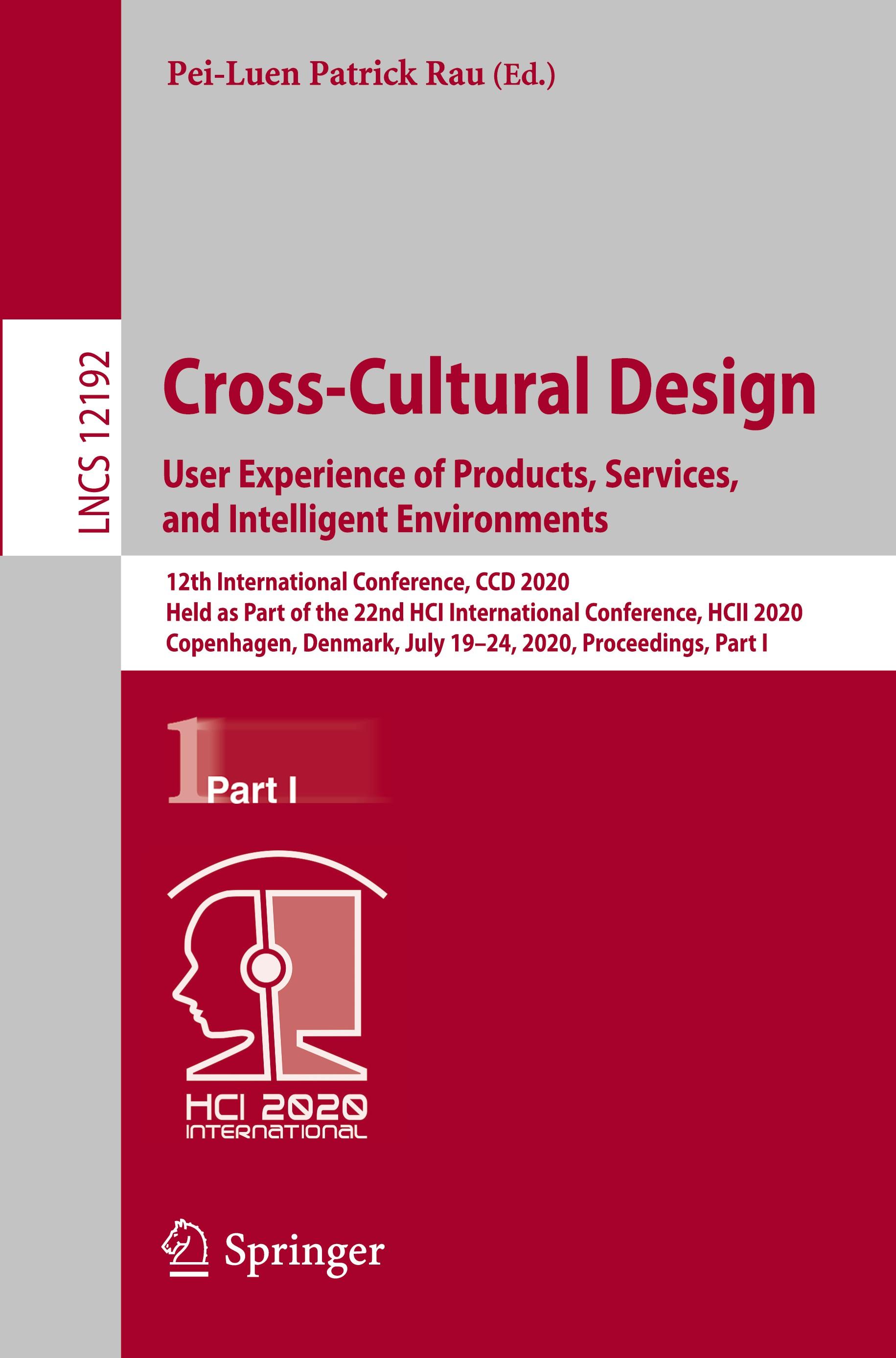 Cross-Cultural Design. User Experience of Products, Services, and Intelligent Environments