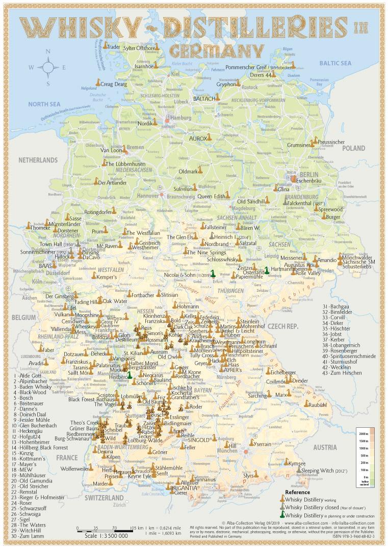 Whisky Distilleries Germany-Austria-Switzerland - Tasting Map