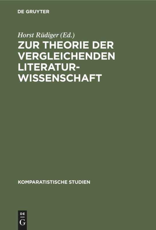 Zur Theorie der vergleichenden Literaturwissenschaft