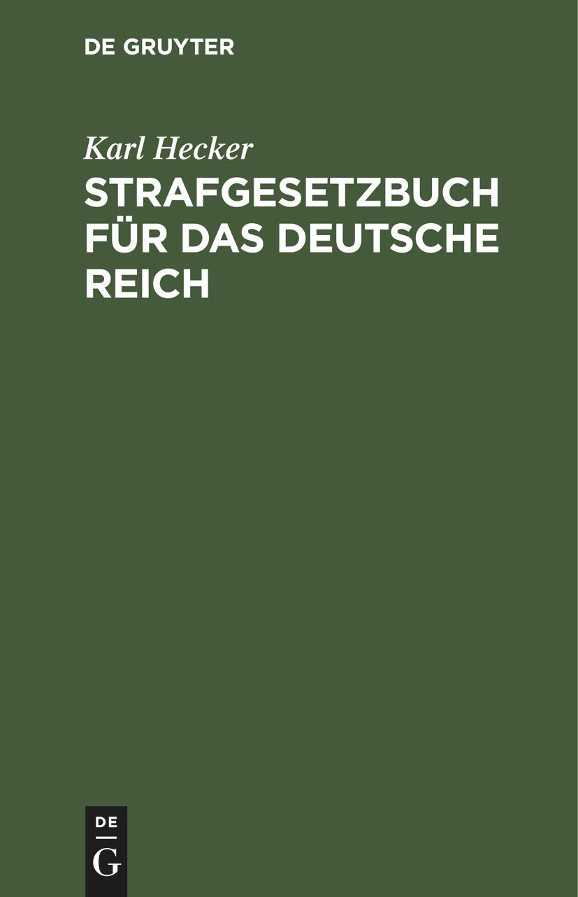 Strafgesetzbuch für das Deutsche Reich