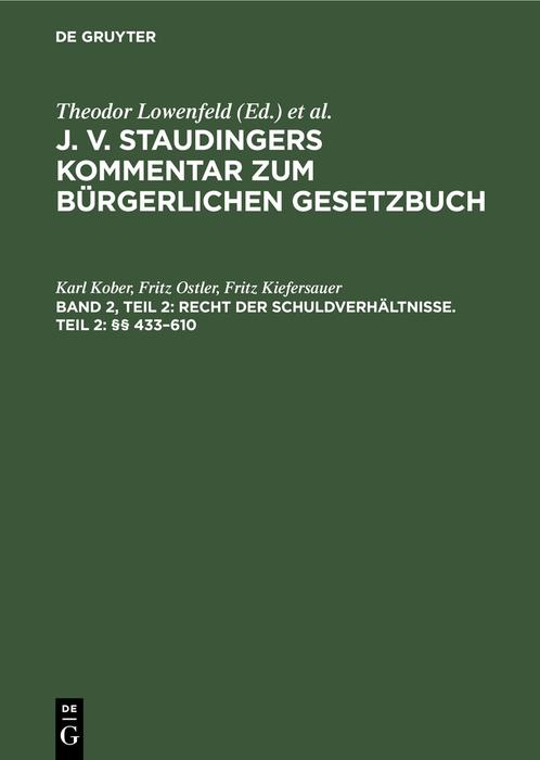 Recht der Schuldverhältnisse. Teil 2: §§ 433¿610