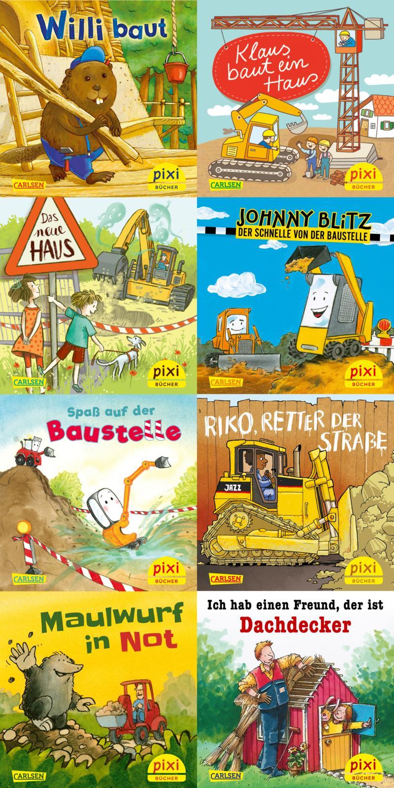 Pixi-Bundle 8er Serie 276: Pixis Fahrzeuge auf der Baustelle (8x1 Exemplar)