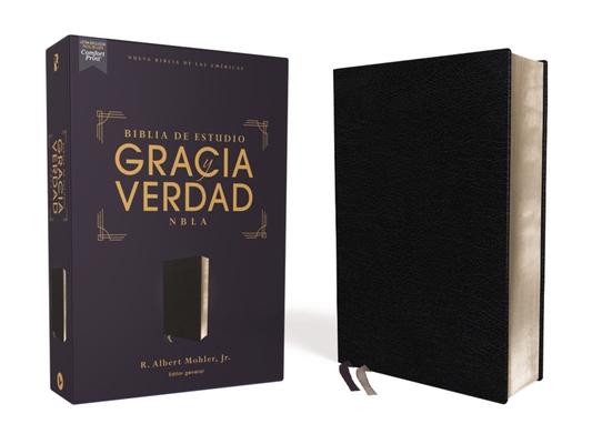 Nbla, Biblia de Estudio Gracia Y Verdad, Piel Fabricada, Negro, Interior a DOS Colores, Comfort Print