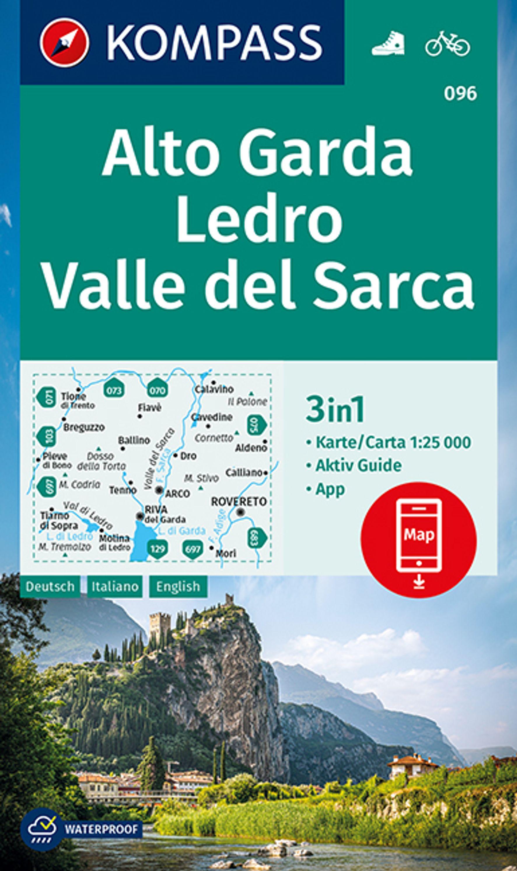 KOMPASS Wanderkarte 096 Alto Garda, Ledro, Valle del Sarca 1:25.000