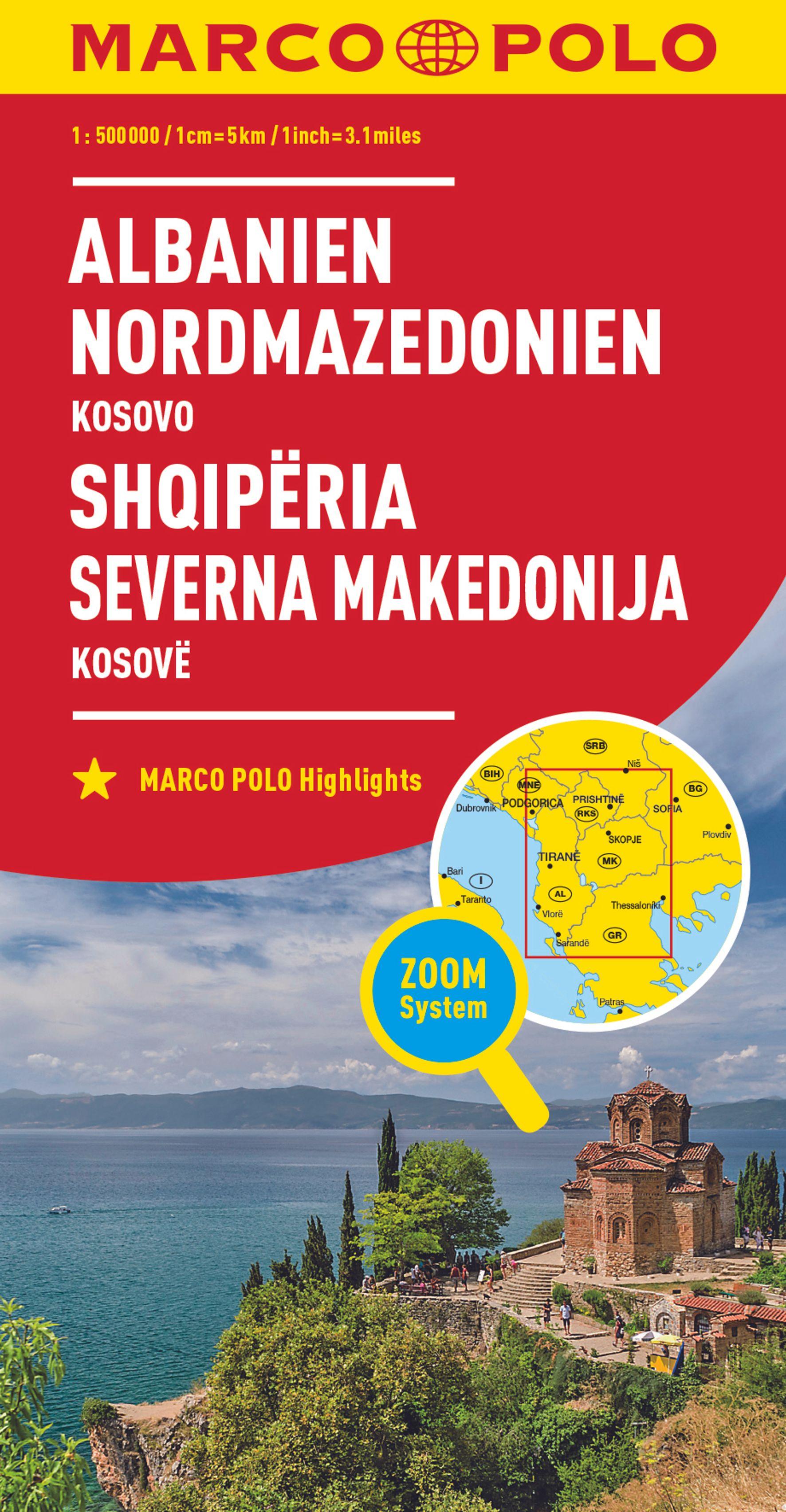 MARCO POLO Länderkarte Albanien, Nordmazedonien 1:500.000