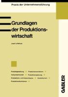 Grundlagen der Produktionswirtschaft