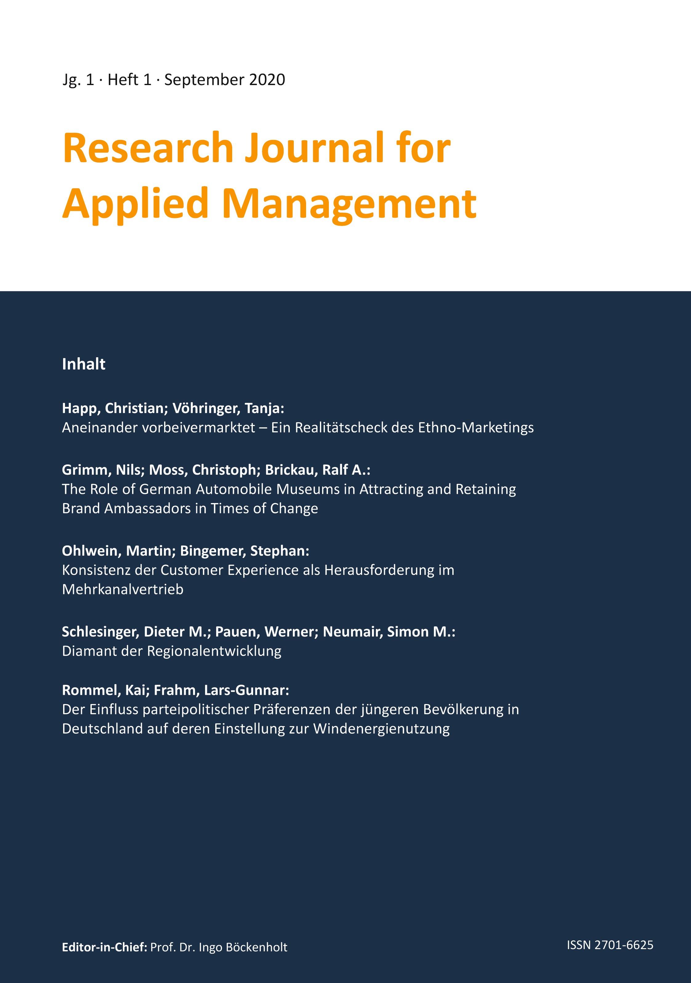 Research Journal for Applied Management - Jg. 1, Heft 1