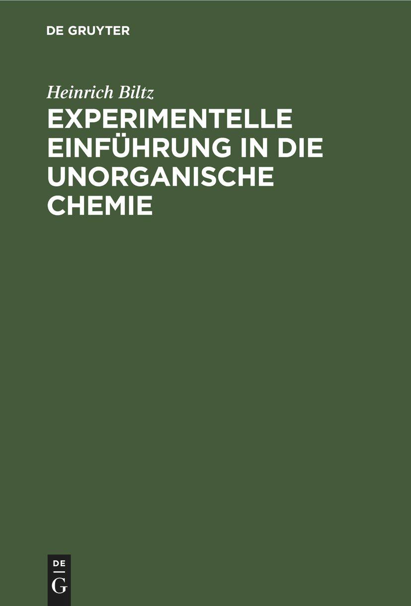 Experimentelle Einführung in die unorganische Chemie