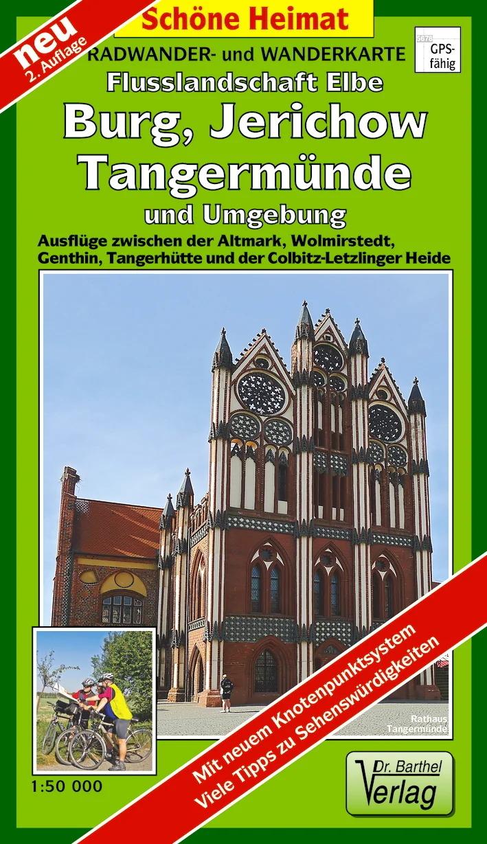 Radwander- und Wanderkarte Flusslandschaft Elbe. Burg, Jerichow, Tangermünde und Umgebung 1 : 50 000