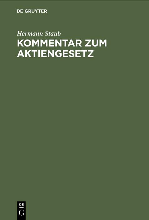 Kommentar zum Aktiengesetz