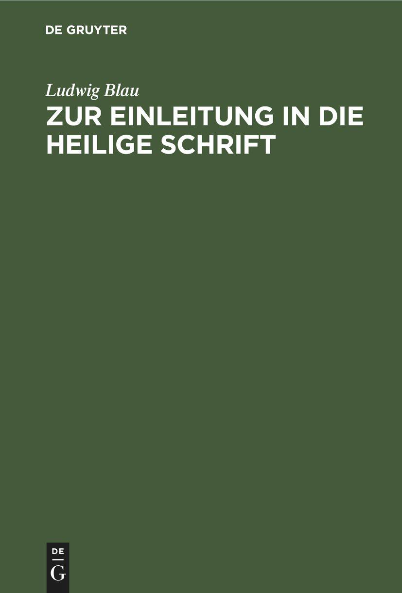 Zur Einleitung in die Heilige Schrift