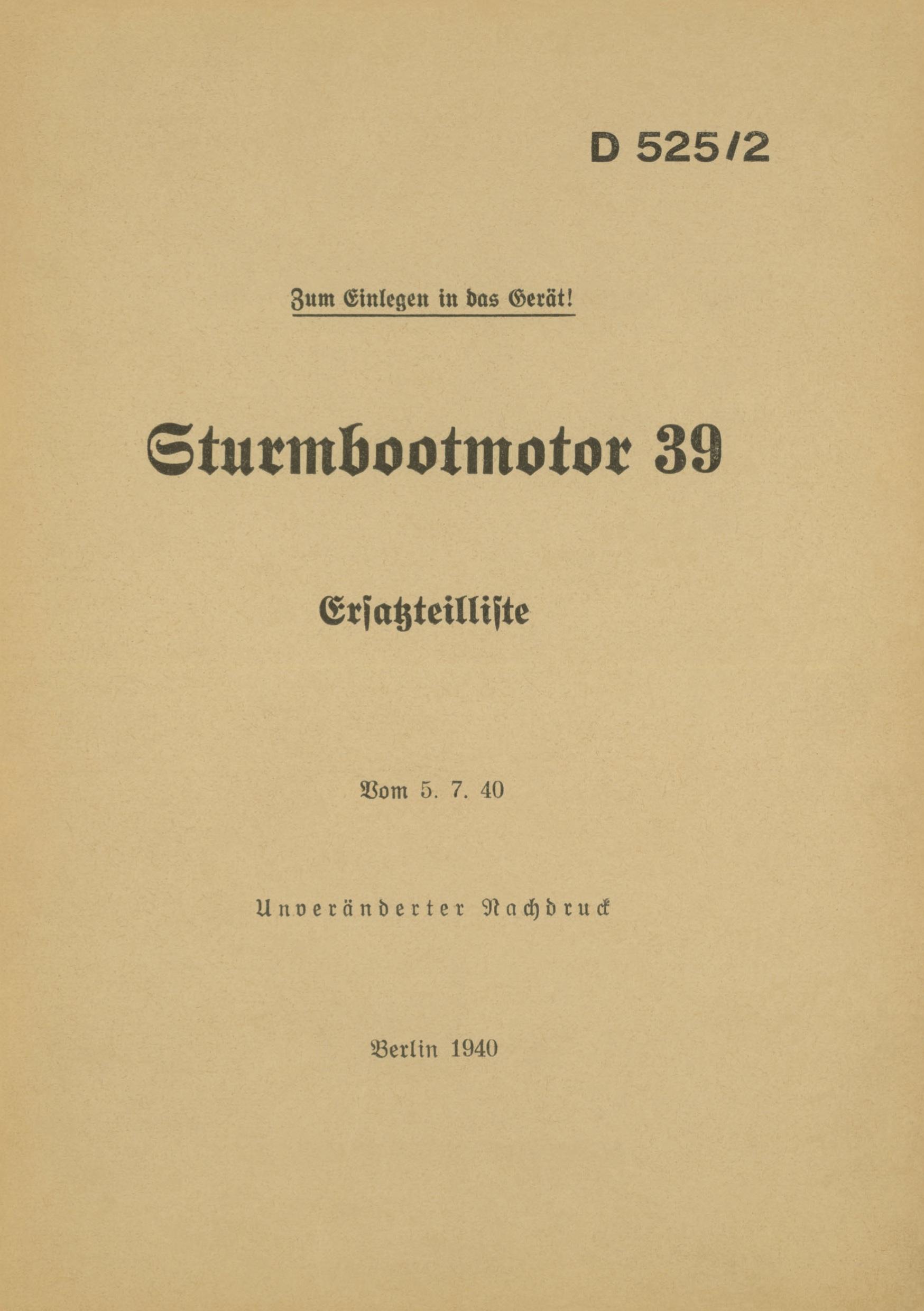 D 525/2 Sturmbootmotor 39 - Ersatzteilliste