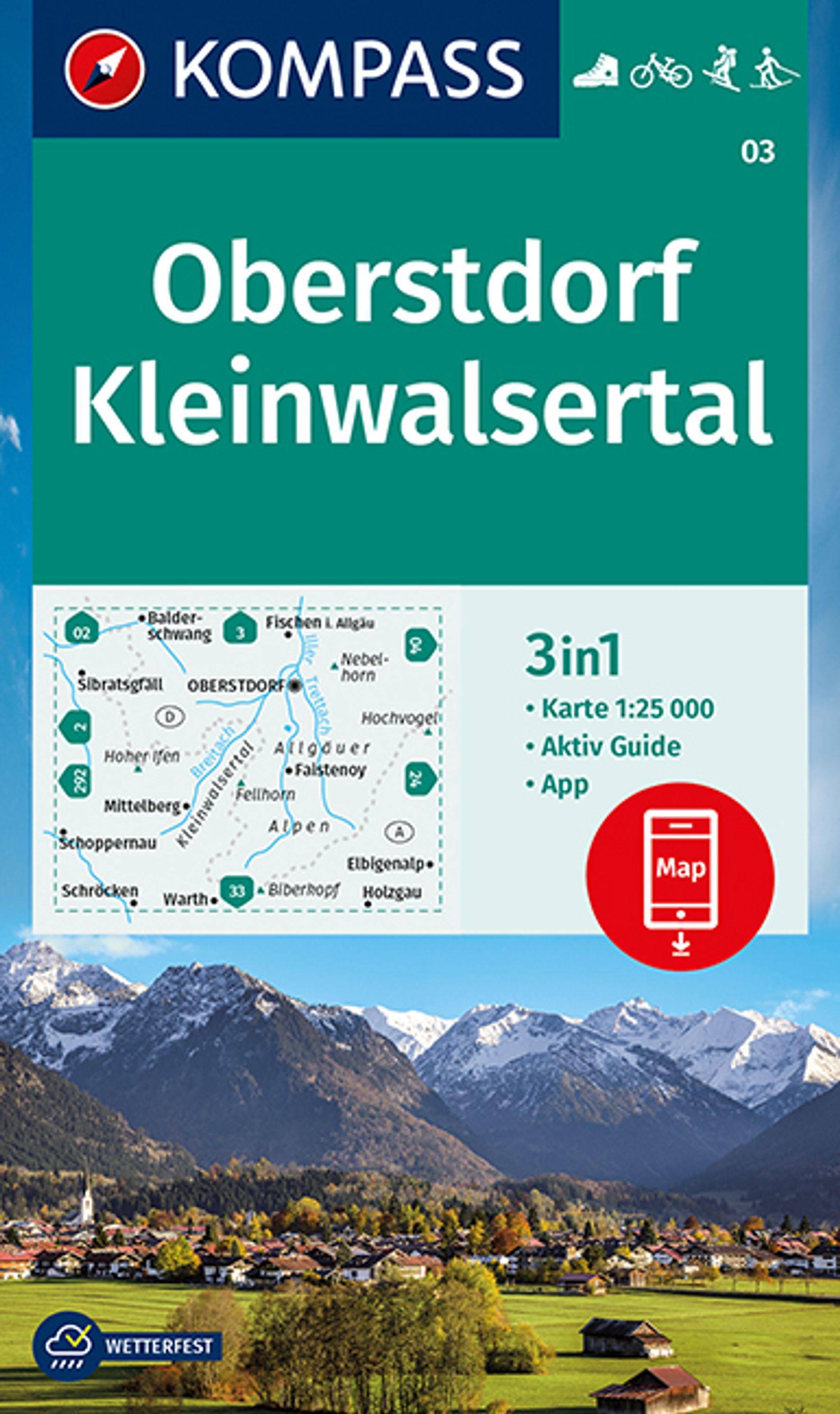 KOMPASS Wanderkarte 03 Oberstdorf, Kleinwalsertal 1:25.000