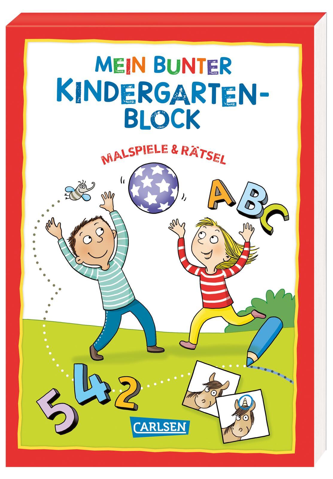 Mein bunter Kindergarten-Block: Malspiele und Rätsel