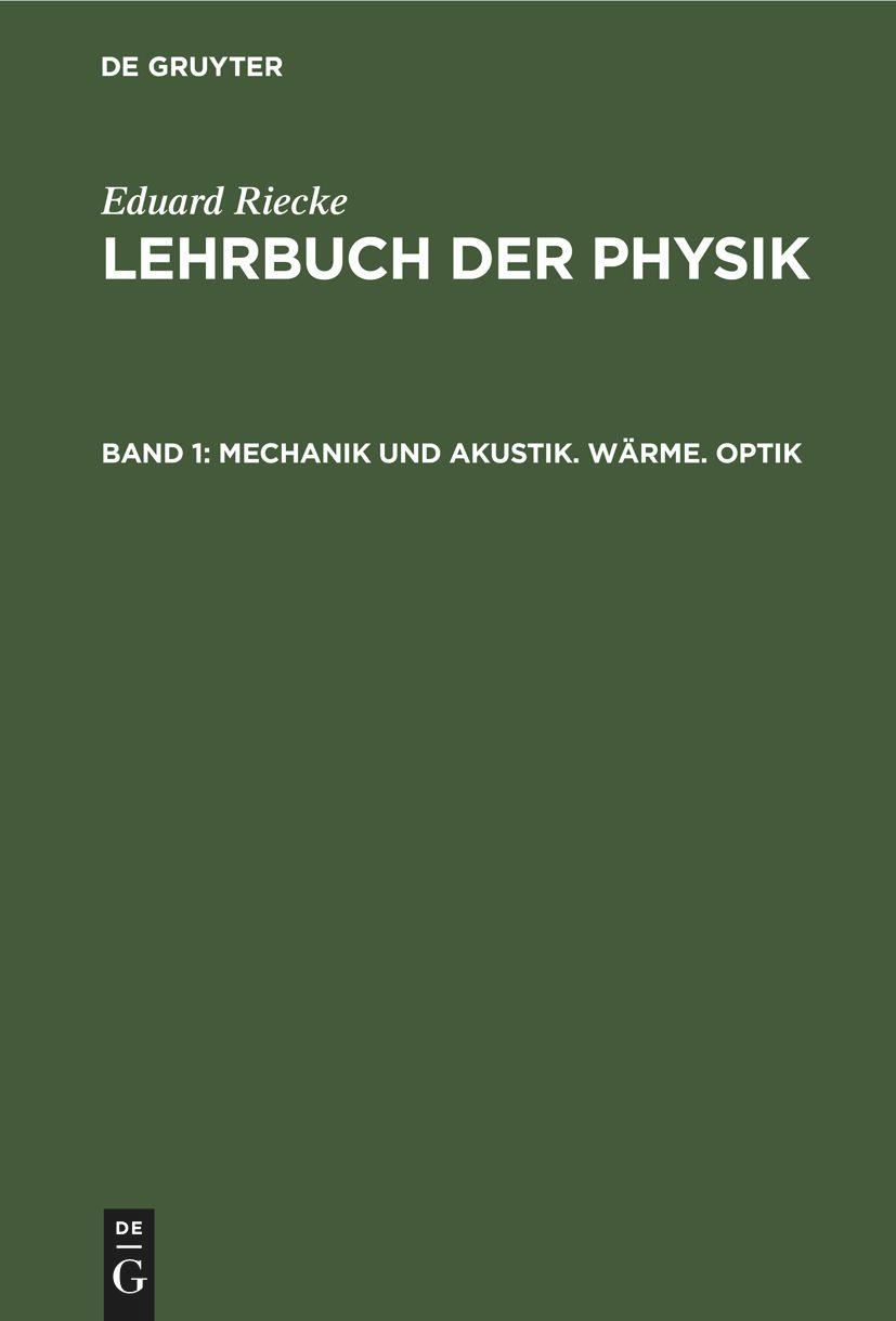 Mechanik und Akustik. Wärme. Optik