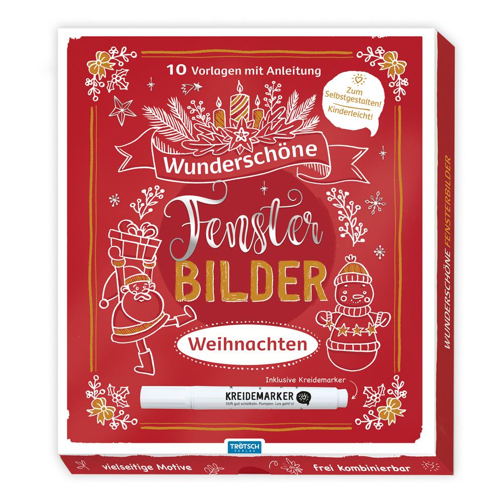 Trötsch Wunderschöne Fensterbilder mit Kreidemarker Mappe mit Vorlagen und Kreidemarker Weihnachten