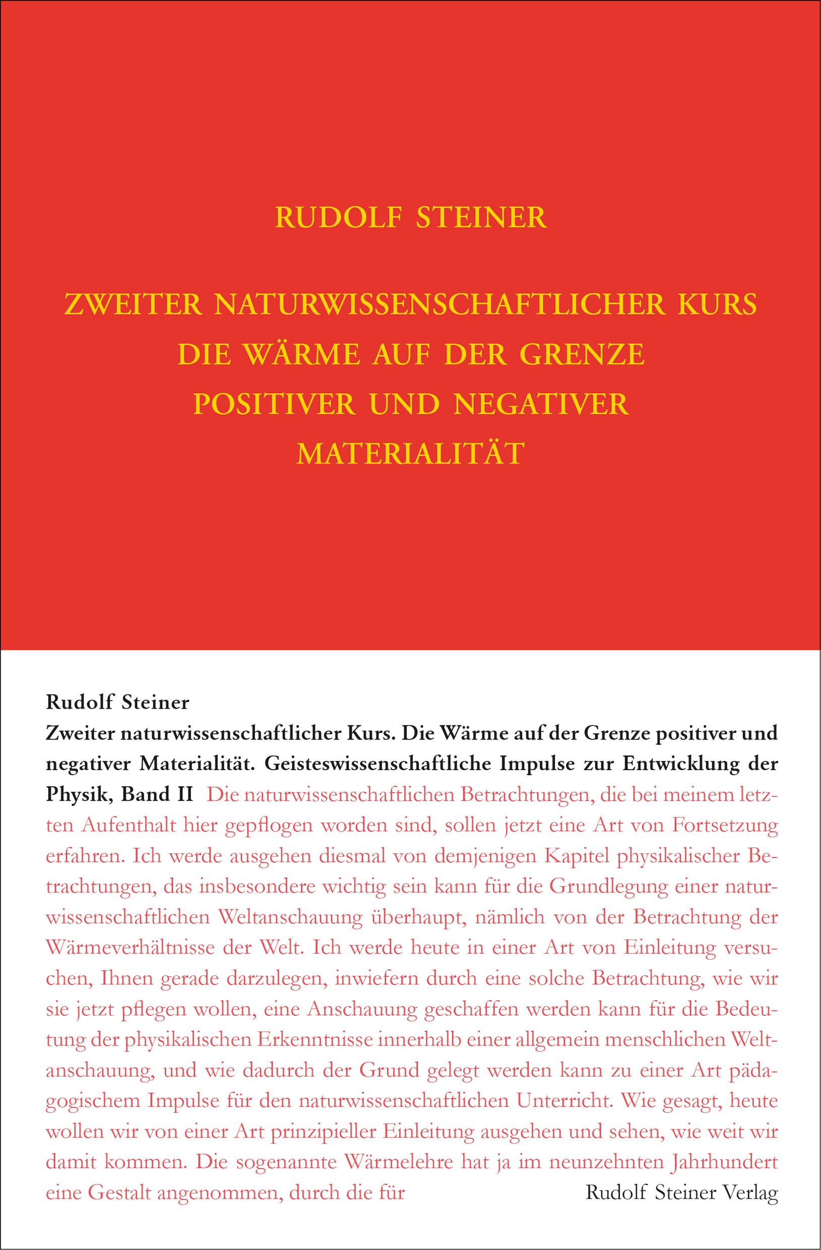 Zweiter Naturwissenschaftlicher Kurs: Die Wärme auf der Grenze positiver und negativer Materialität