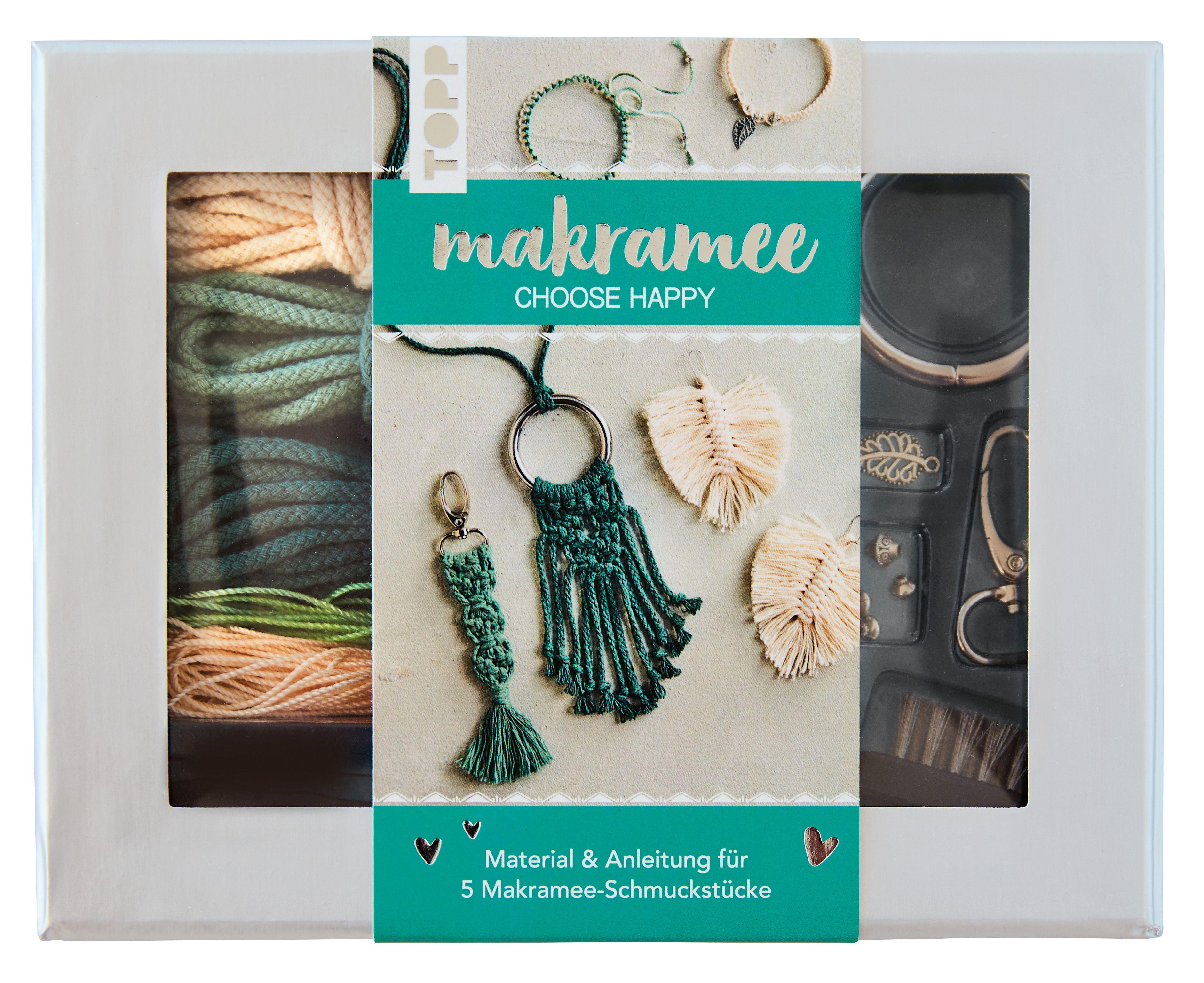 Makramee-Schmuckset "Choose Happy" (Petrol/Natur)