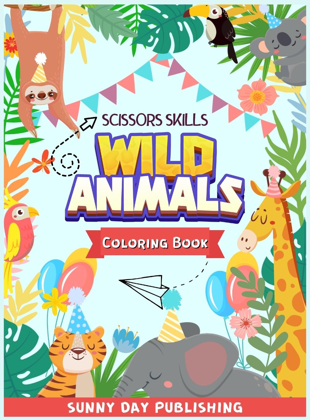 Wild Animals Scissors skills coloring book for kids 4-8