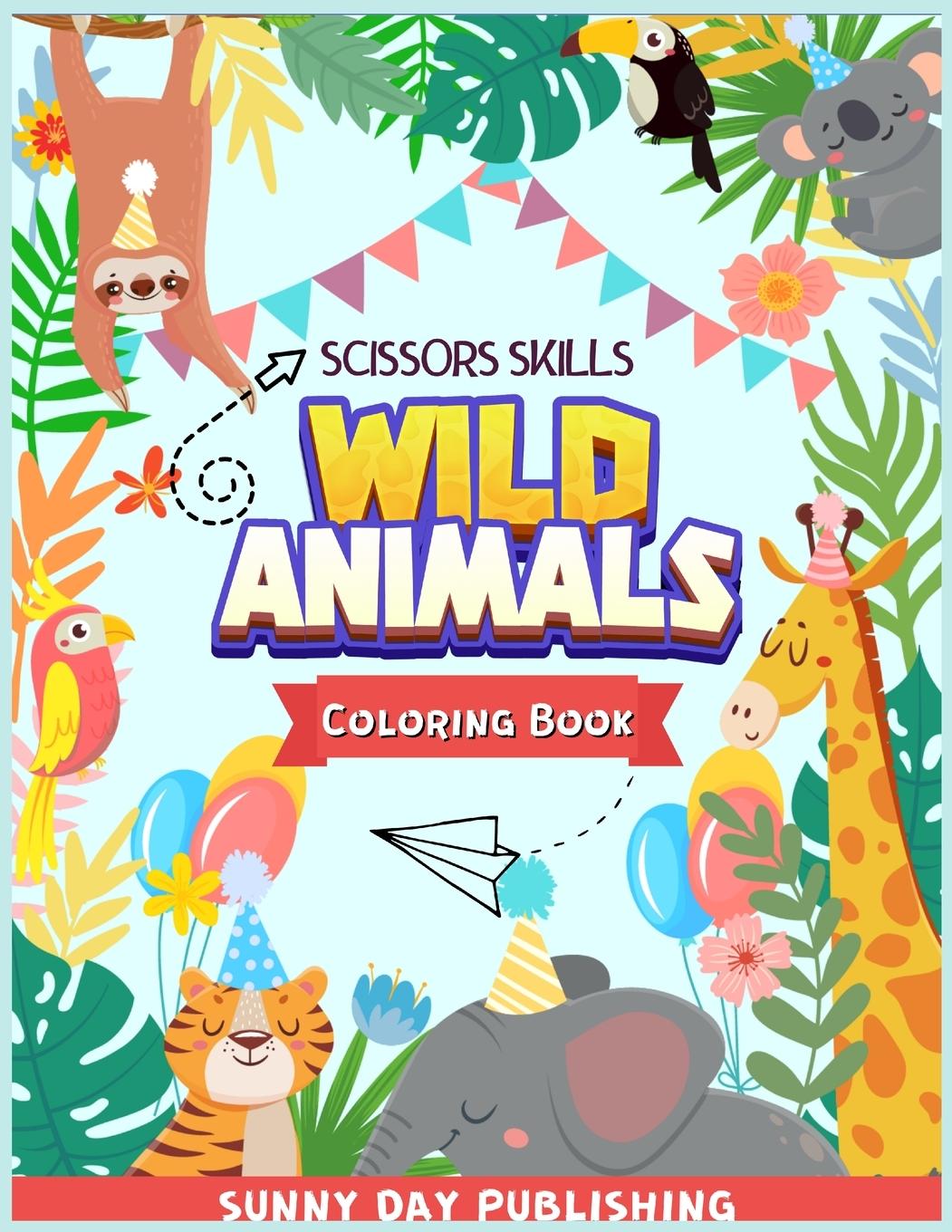 Wild Animals Scissors skills coloring book for kids 4-8