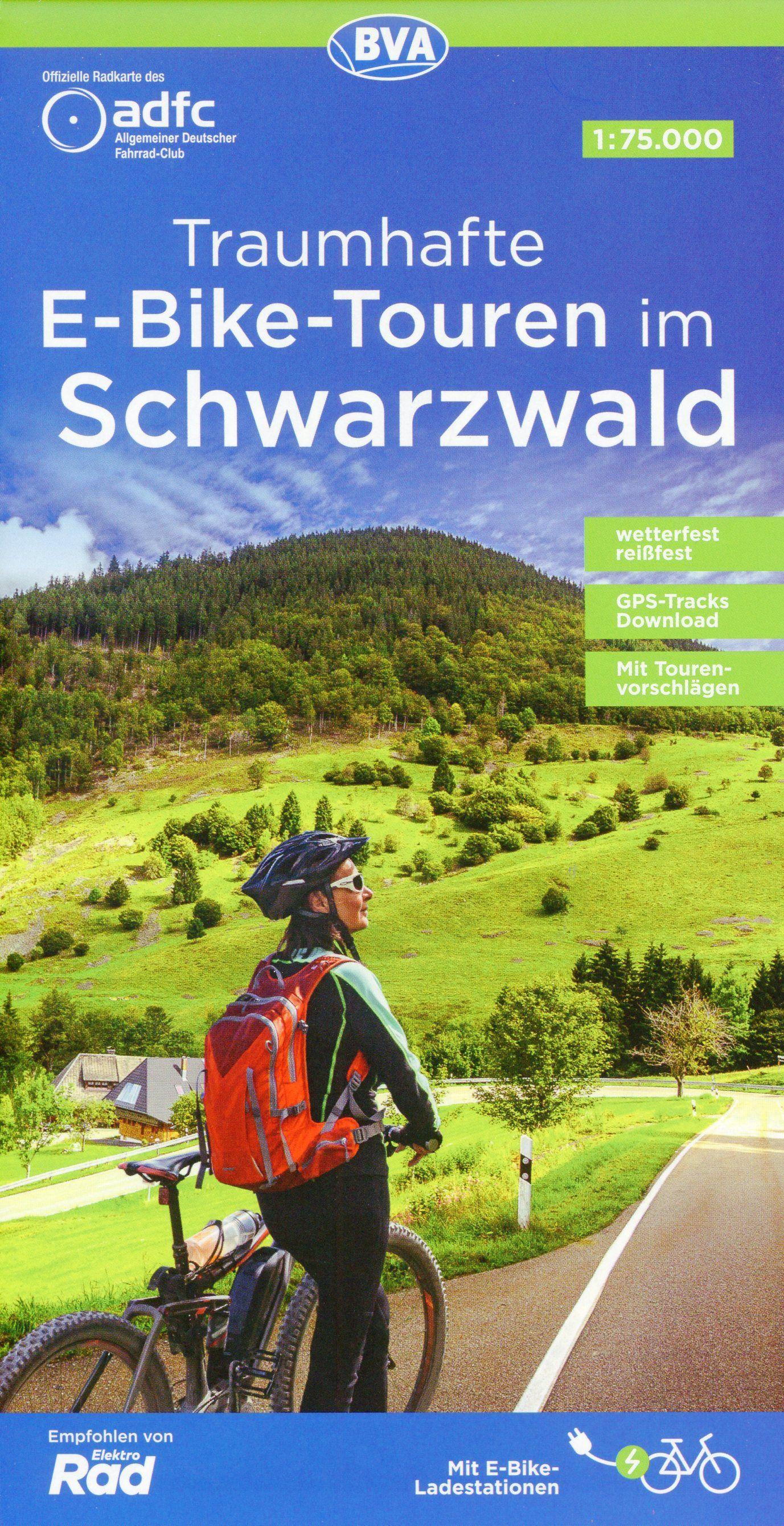 ADFC-Regionalkarte Traumhafte E-Bike-Touren im Schwarzwald, 1:75.000, mit Tagestourenvorschlägen, reiß- und wetterfest, GPS-Tracks-Download