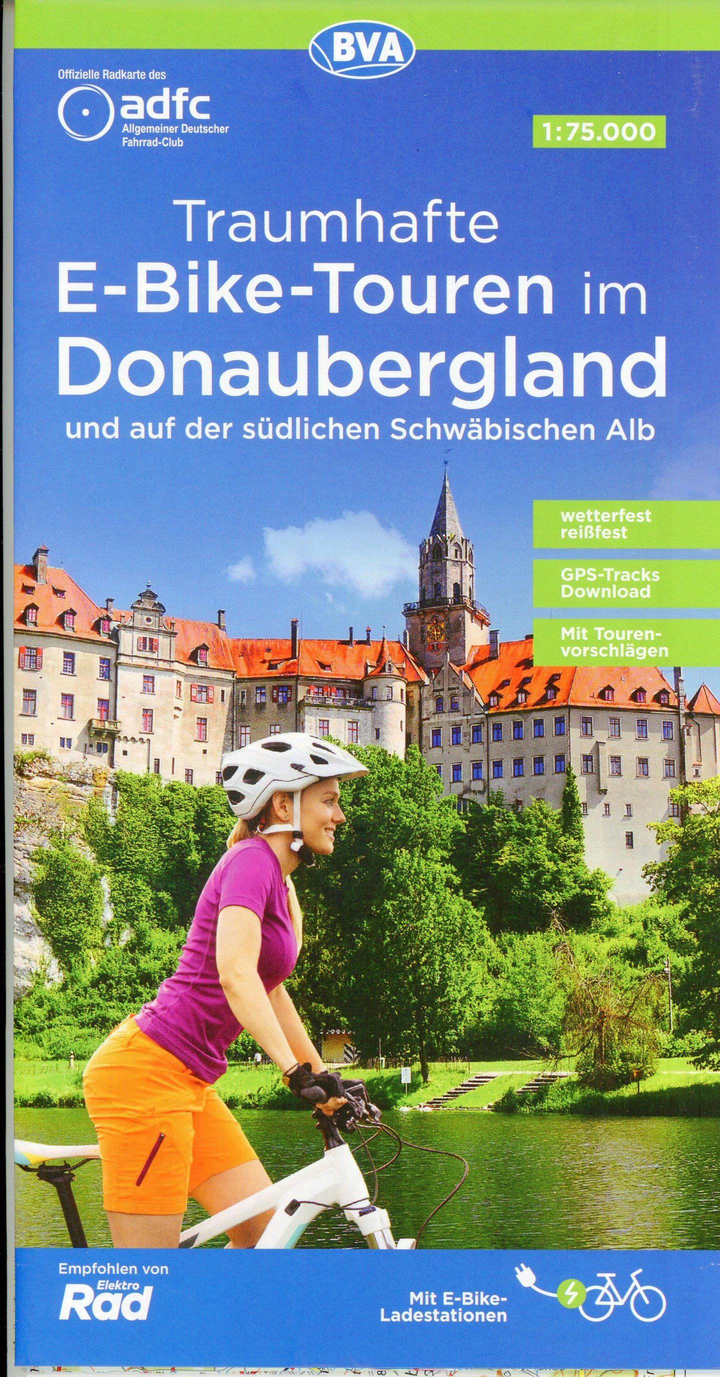 ADFC-Regionalkarte Traumhafte E-Bike-Touren im Donaubergland, 1:75.000, mit Tagestourenvorschlägen, reiß- und wetterfest, GPS-Tracks Download