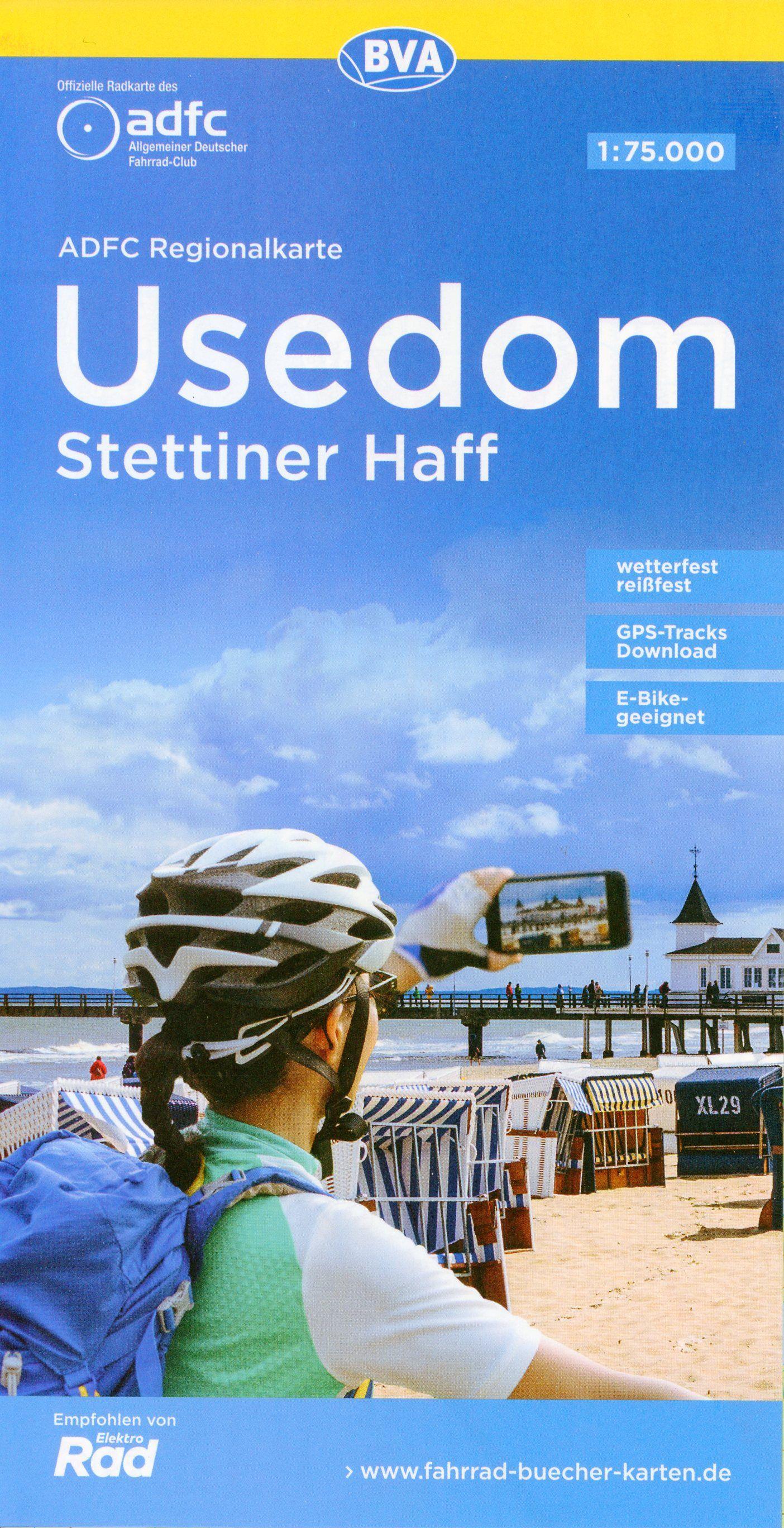 ADFC-Regionalkarte Usedom Stettiner Haff, 1:75.000, mit Tagestourenvorschlägen, reiß- und wetterfest, E-Bike-geeignet, GPS-Tracks Download