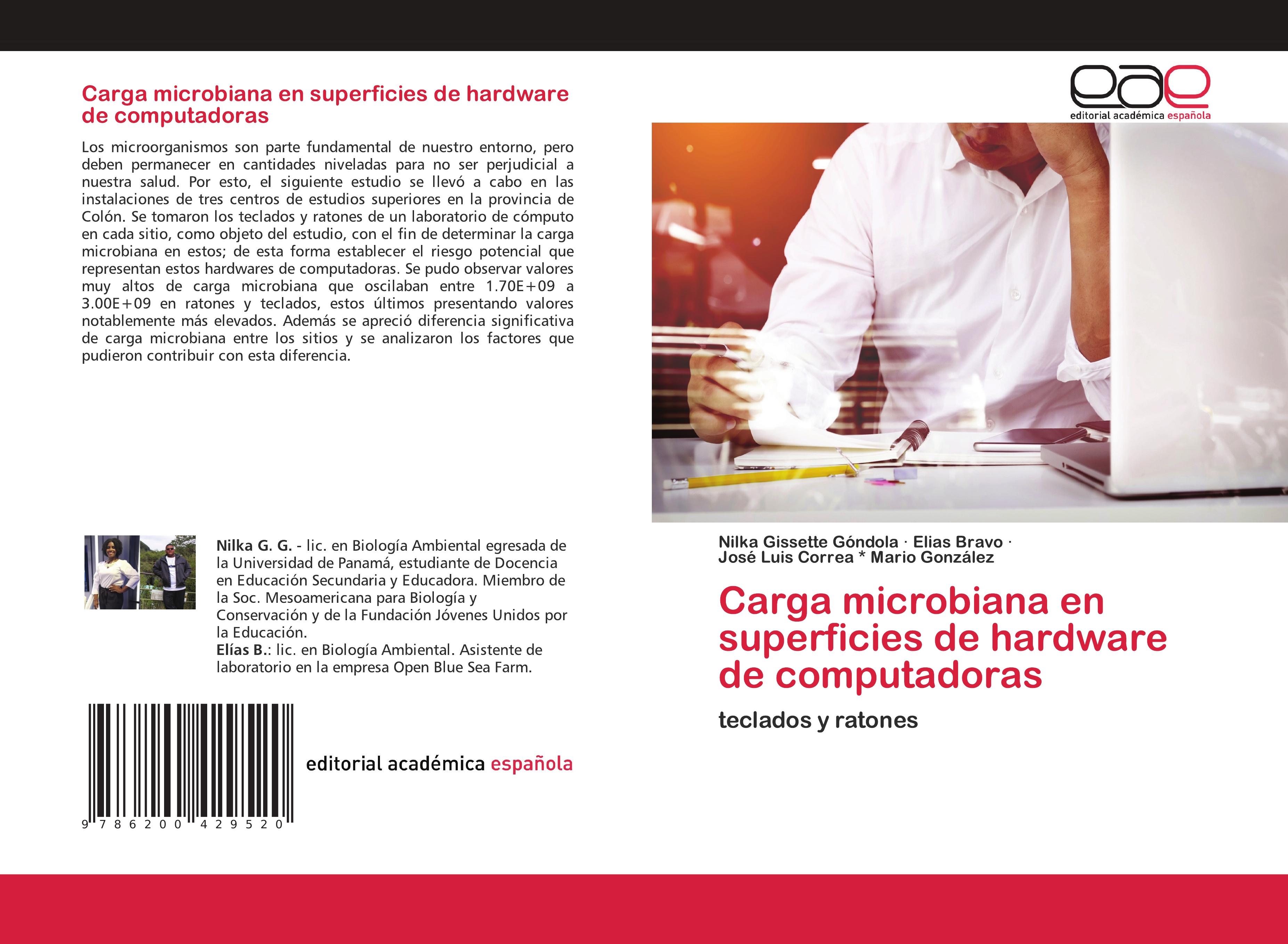 Carga microbiana en superficies de hardware de computadoras