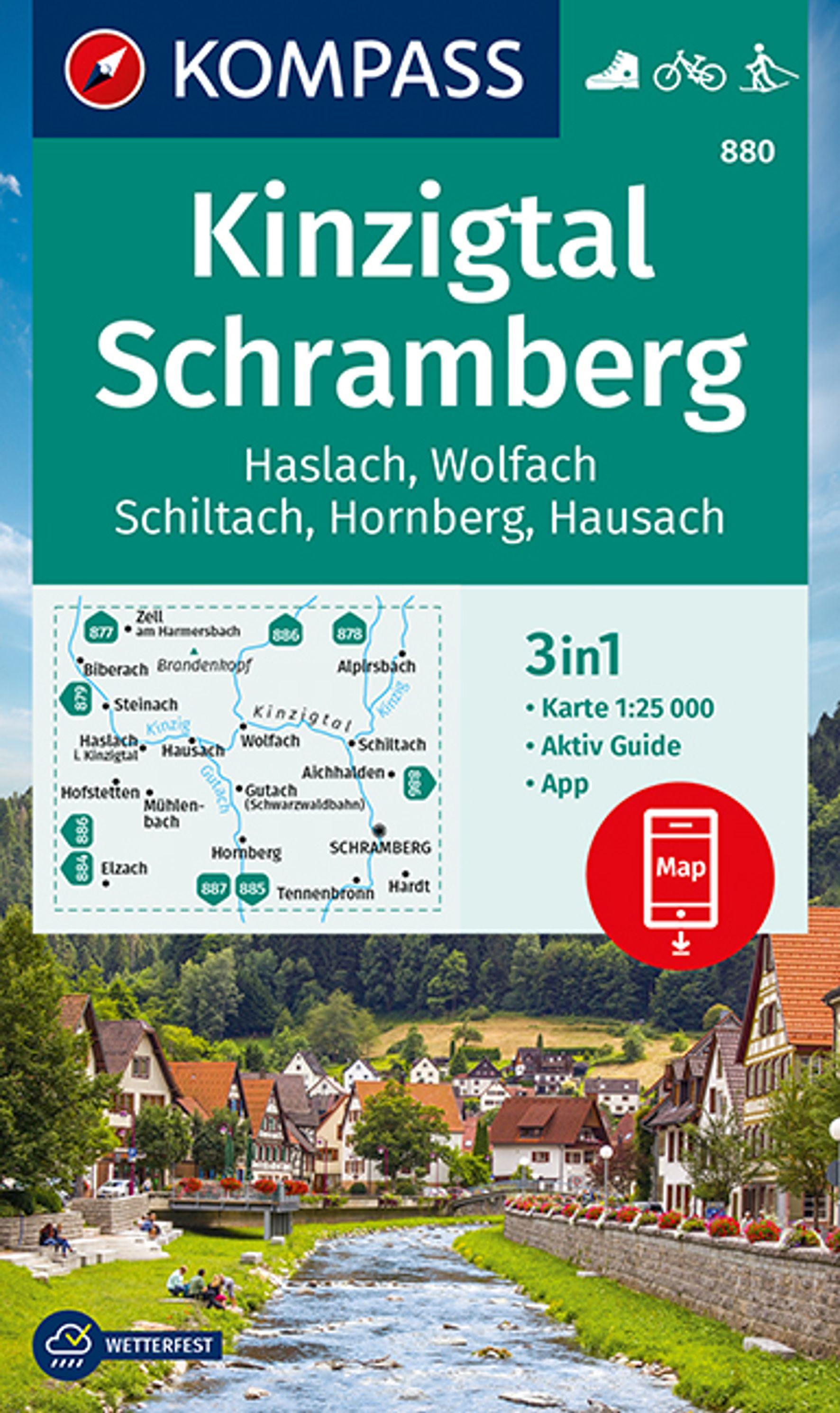 KOMPASS Wanderkarte 880 Kinzigtal Schramberg, 1:25.000