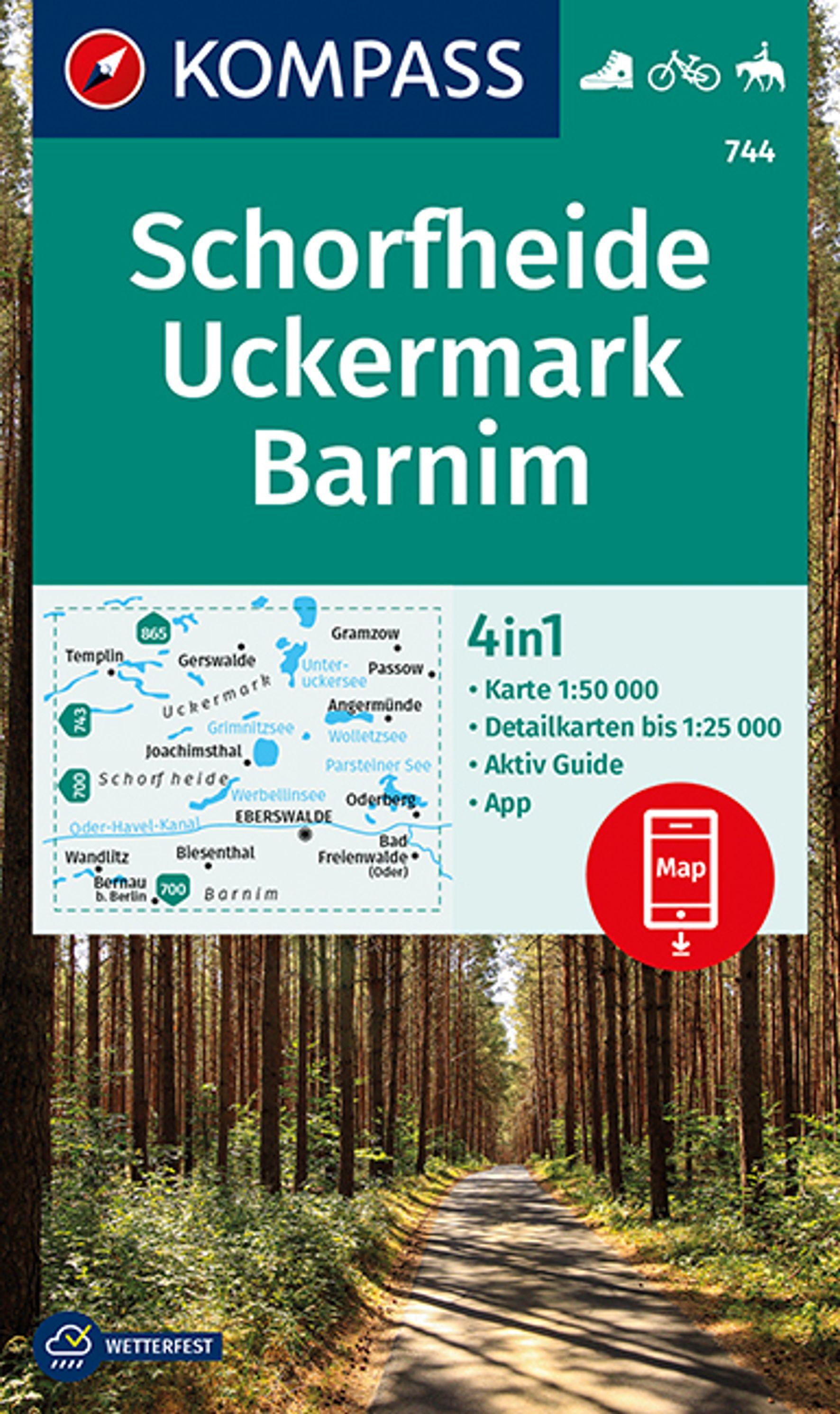 KOMPASS Wanderkarte 744 Schorfheide, Uckermark, Barnim 1:50.000