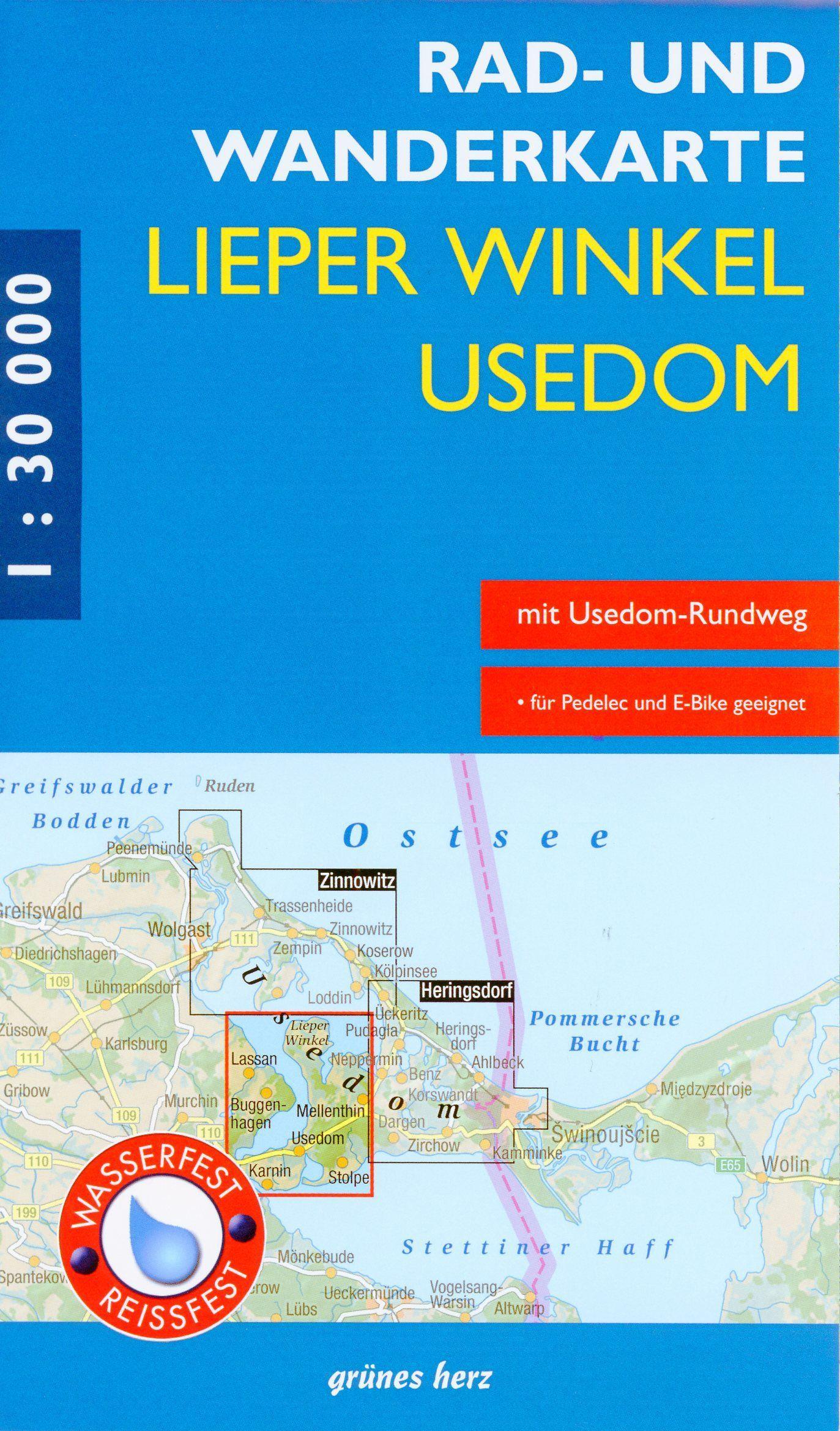 Rad- und Wanderkarte Lieper Winkel und Usedom 1:30 000