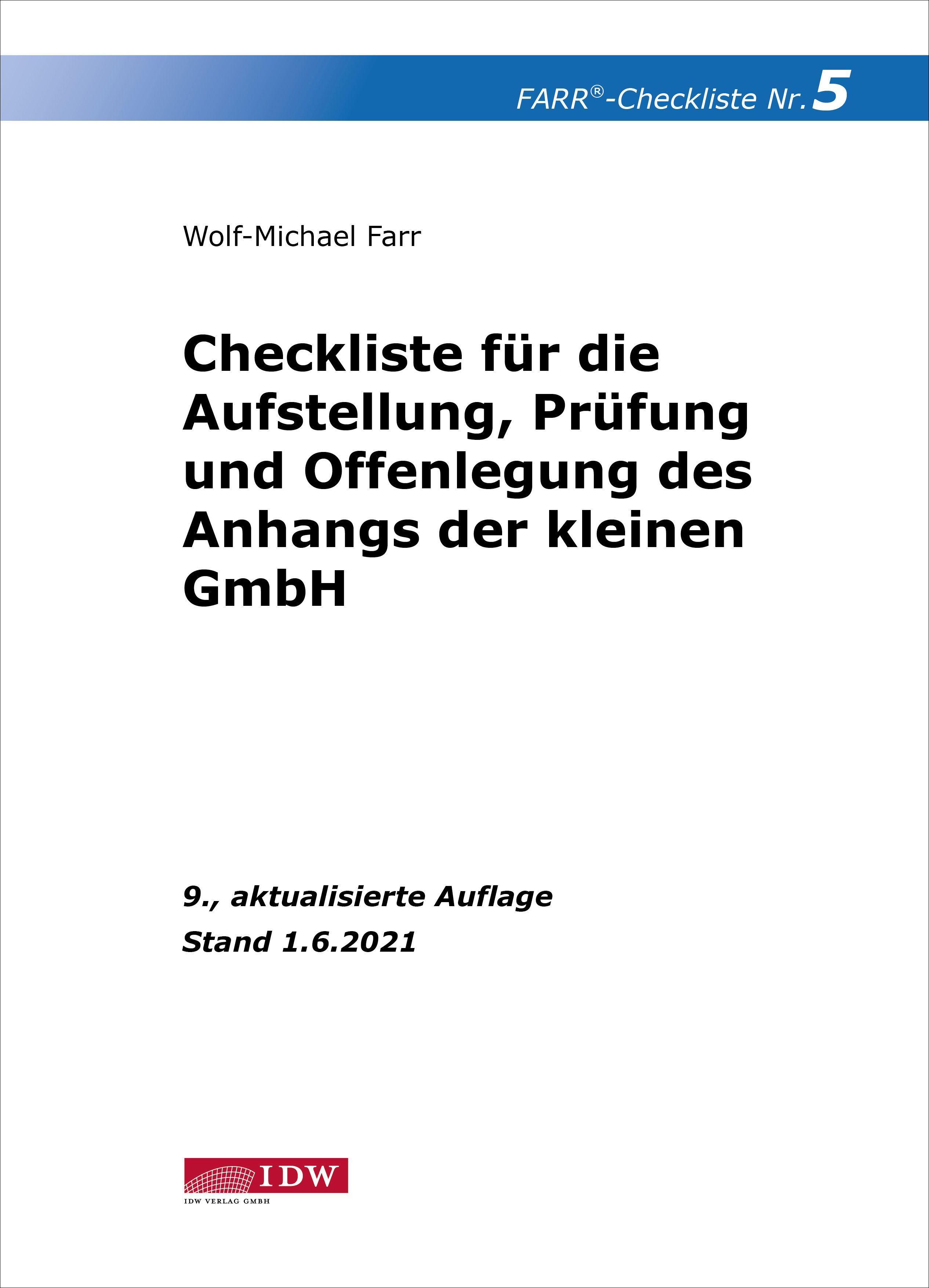 Checkliste 5 (Anhang der kleinen GmbH)