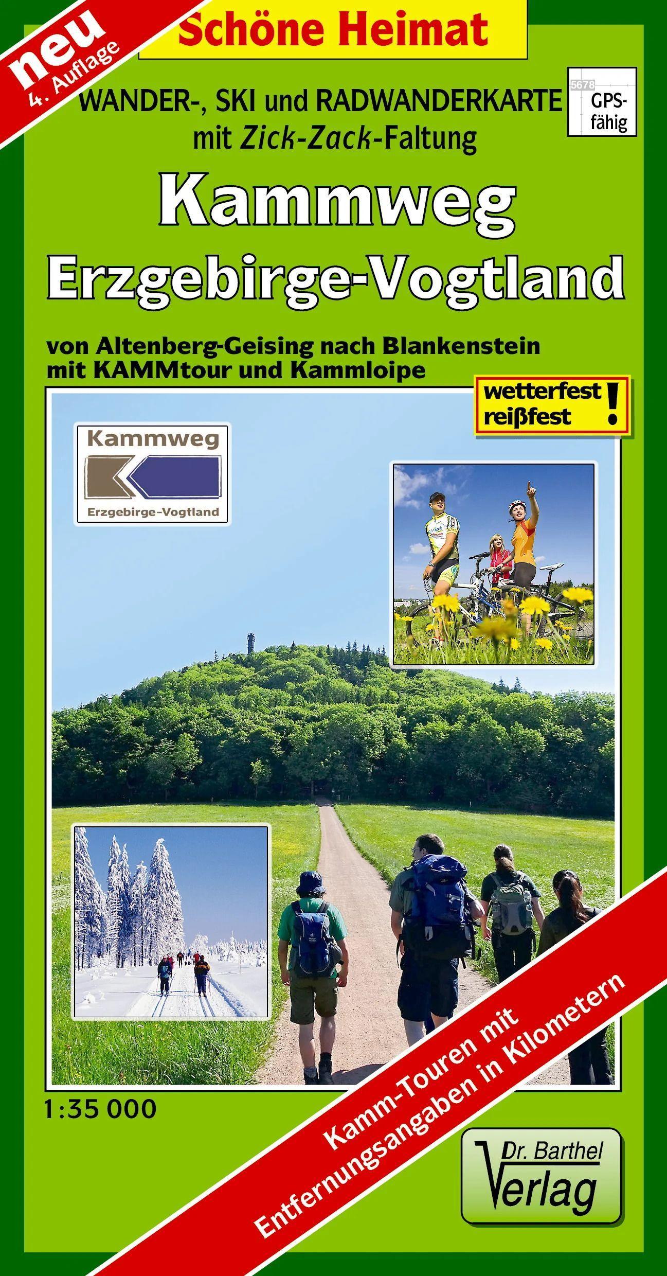 Wander-, Ski- und Radwanderkarte Kammweg Erzgebirge-Vogtland 1:35 000