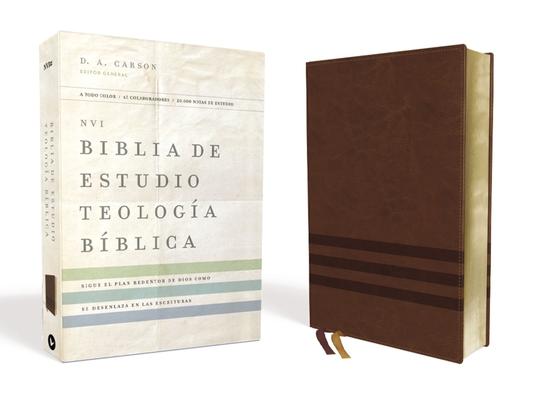 Nvi, Biblia de Estudio Teología Bíblica, Interior a Cuatro Colores, Leathersoft, Café