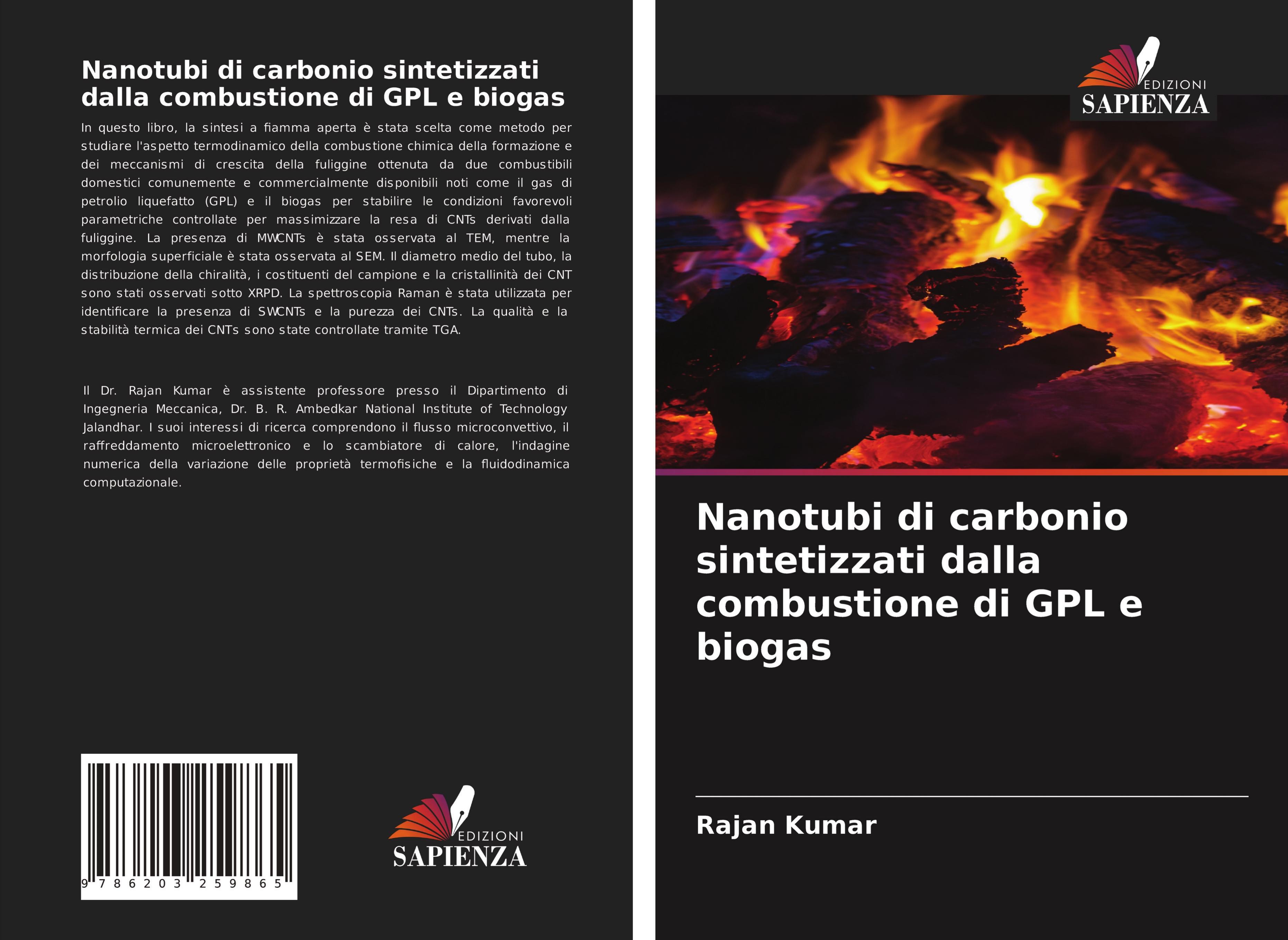 Nanotubi di carbonio sintetizzati dalla combustione di GPL e biogas