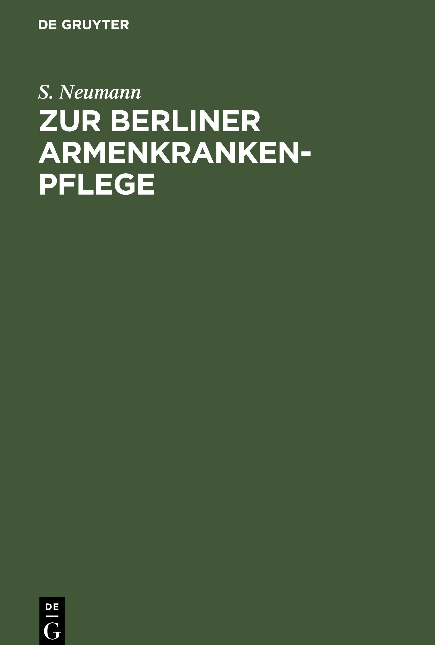 Zur Berliner Armenkrankenpflege