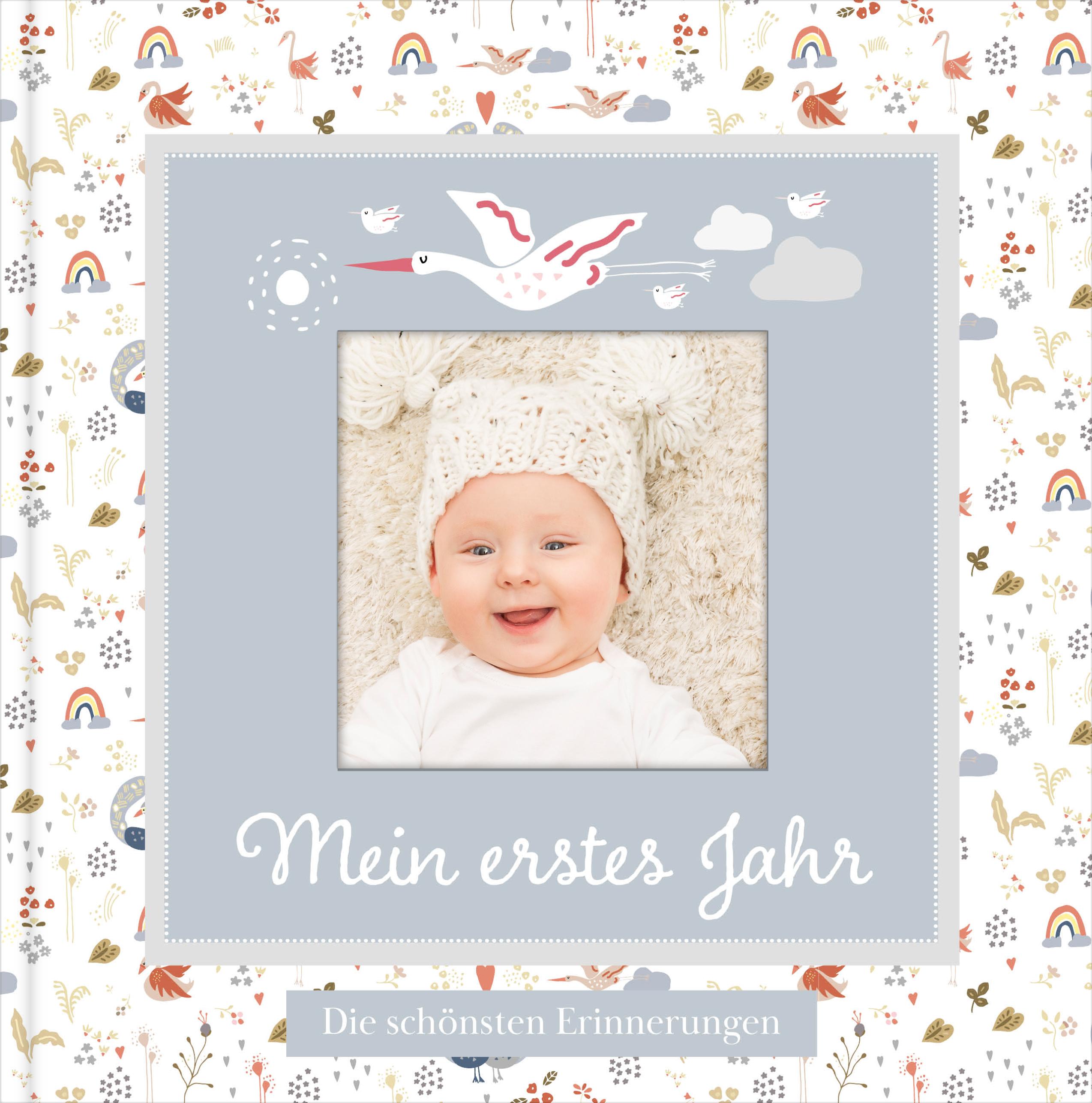 Babyalbum mit Fensterausschnitt für das 1. Lebensjahr zum Eintragen der schönsten Momente und Erinnerungen mit Platz für Fotos | genderneutral für Jungen und Mädchen