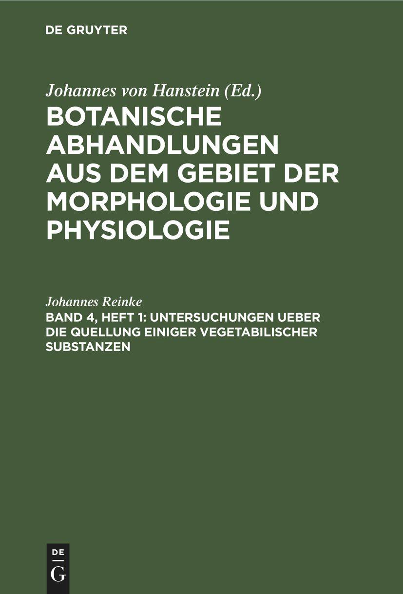 Untersuchungen ueber die Quellung einiger vegetabilischer Substanzen