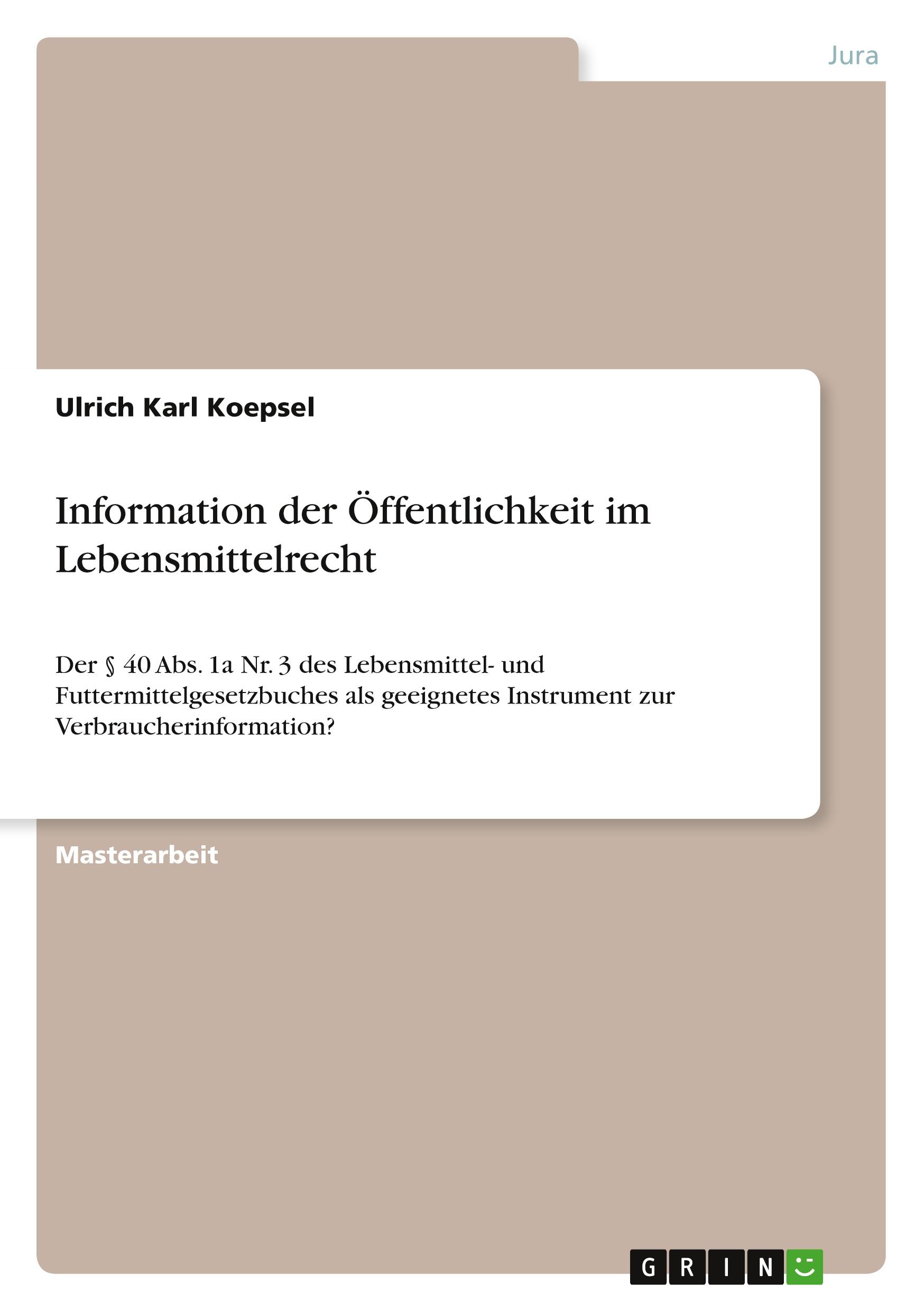 Information der Öffentlichkeit im Lebensmittelrecht