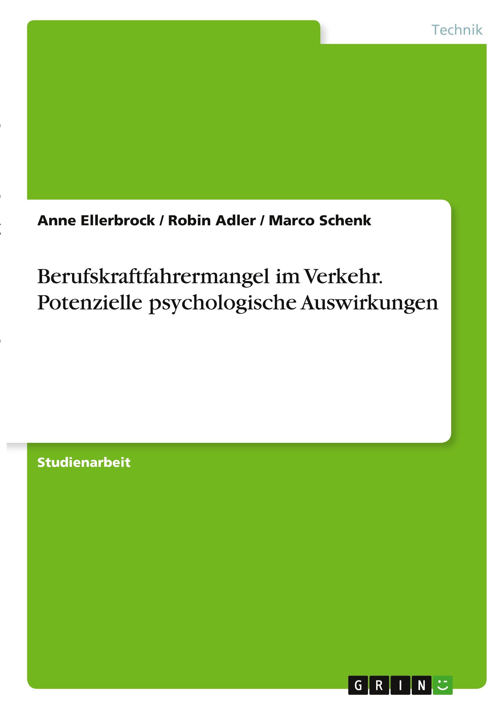 Berufskraftfahrermangel im Verkehr. Potenzielle psychologische Auswirkungen