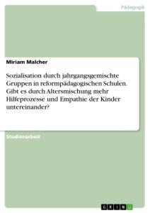 Sozialisation durch jahrgangsgemischte Gruppen in reformpädagogischen Schulen.Gibt es durch Altersmischung mehr Hilfeprozesse und Empathie der Kinder untereinander?