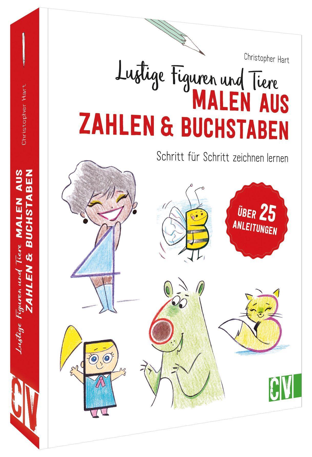 Lustige Figuren und Tiere malen aus Zahlen & Buchstaben