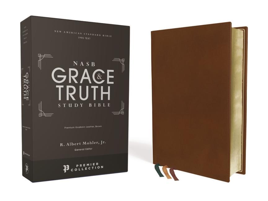 Nasb, the Grace and Truth Study Bible, Premium Goatskin Leather, Brown, Premier Collection, Black Letter, 1995 Text, Art Gilded Edges, Comfort Print