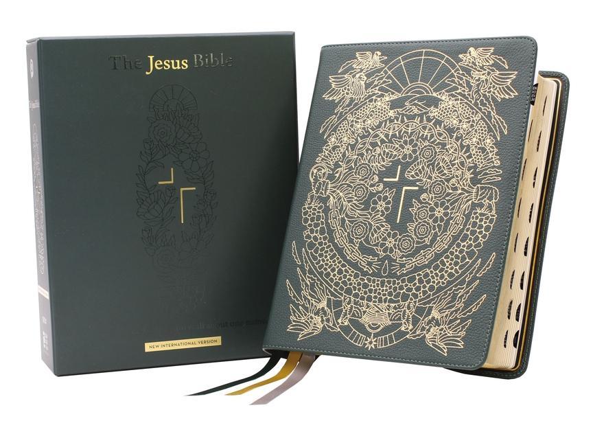 The Jesus Bible Artist Edition, Niv, (with Thumb Tabs to Help Locate the Books of the Bible), Genuine Leather, Calfskin, Green, Limited Edition, Thumb Indexed, Comfort Print