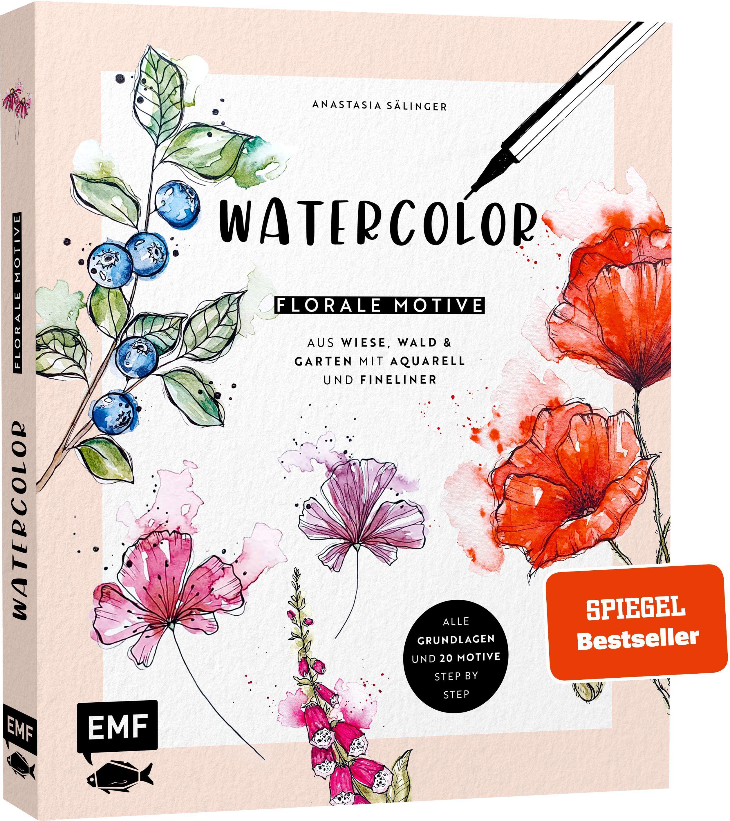 Watercolor - Florale Motive aus Wiese, Wald & Garten mit Aquarell und Fineliner